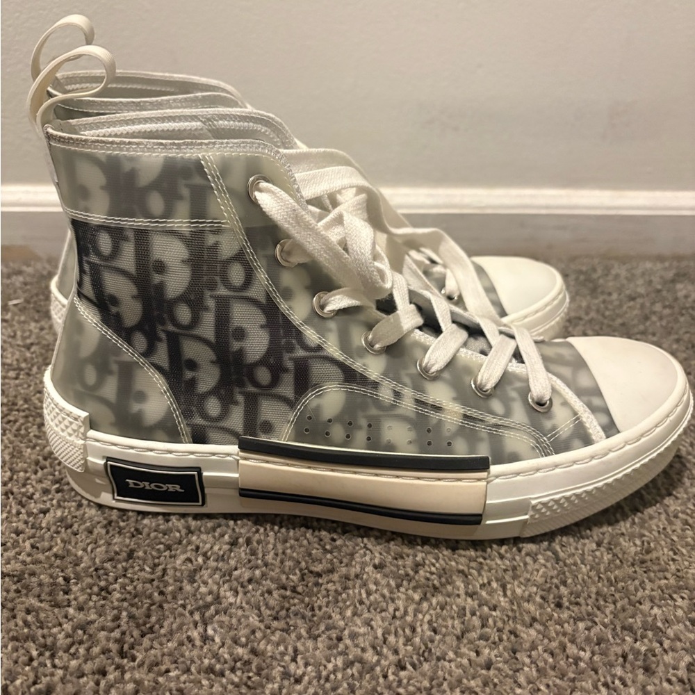 Dior Monogram High-Top Sneakers in Black and White